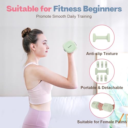 Image of kisnbld Adjustable Dumbbell Set of 2, 4 in 1 Free Weights Dumbbells Set for Women with Fast Adjustment, Each 2lb 3lb 4lb 5lb Hand Weights Set for Home Gym & Outdoor Exercise Training