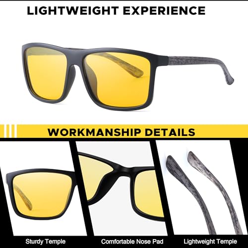 Image of LVIOE Night Vision Glasses for Driving Men Yellow Glasses for Night Driving Anti Glare Polarized N3951