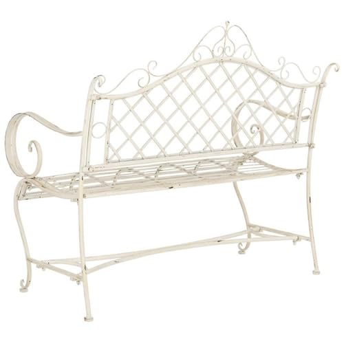 Safavieh PAT5017A Collection Adina Antique White Wrought Iron 51.25 Inch Outdoor Garden Bench thumb #4