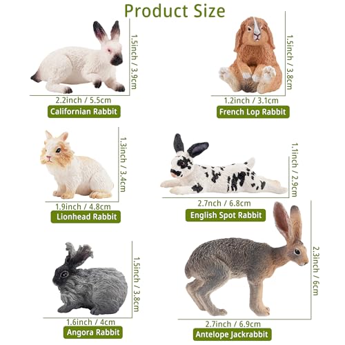 Image of Toymany 12PCS Easter Bunny Figures Toys for Kids, Rabbit Figures Farm Animal Toy for Cake Toppers Party Favors for Toddlers