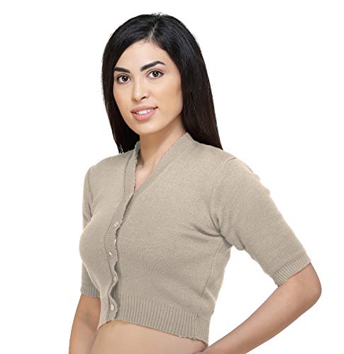 Image of Women Winter Wear V-Neck Half Sleeves Regular Fit Woollen Blouse