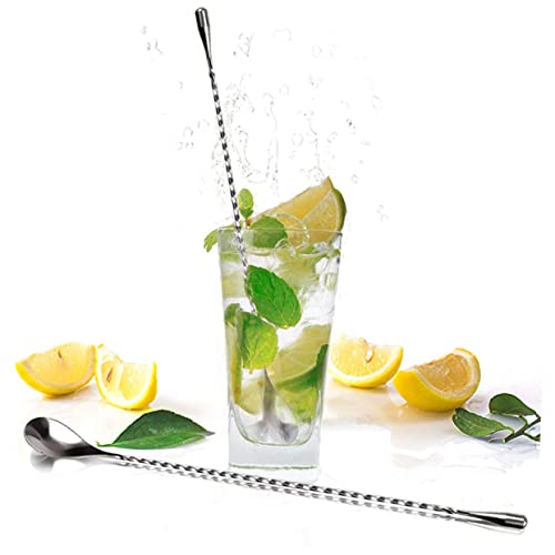 Ciieeo 2Pièces Cuillères à Mélanger Acier Inoxydable pour Cocktails Cuillères à Bar Long Manche Réutilisables Résistantes Chaleur