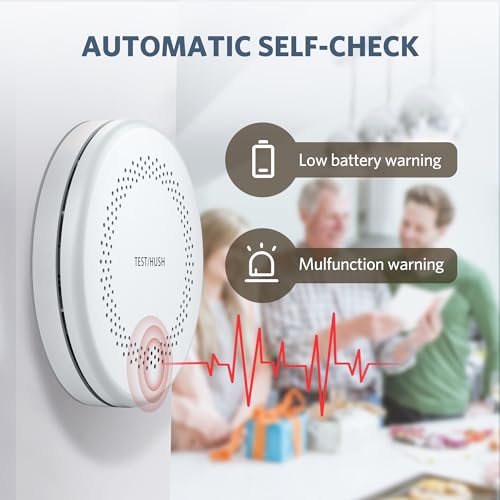 Image of 2-in1 Smoke and Carbon Monoxide Detectors (Not Hardwired), 10-Year Battery Photoelectric Smoke Alarm and CO Detector with Large Test /Silence Button, 2-Pack