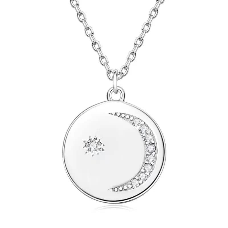Collier lune moissanite anti-allergie en argent S925 pour peau sensible