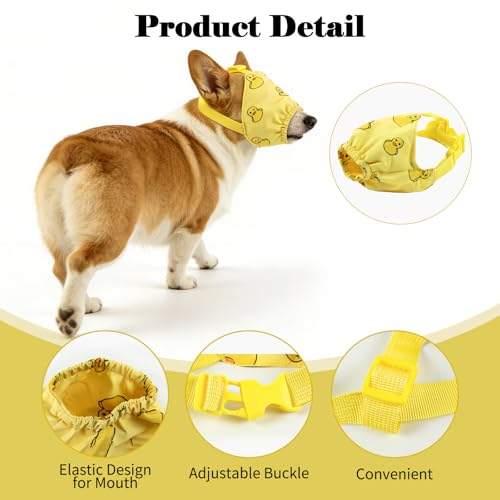 Image of NACOCO Dog Calming Cap Eye Mask Ducks Nylon Shading Pet Anxiety Mask Muzzle for Grooming Anti Car Sickness (Yellow, M)