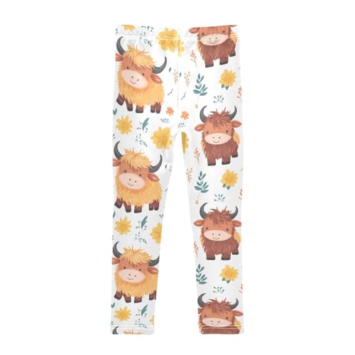 Highland Cow Girls Leggings,Workout Leggings for Girls Toddler Athletic Legging Size for 3-10T2