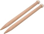 2Pcs Aiguilles à tricoter en bois, Aiguille à tricotage carbonisé pointue unique Outil de tissage pour la couverture de la tresse d'écharpe(15mm)
