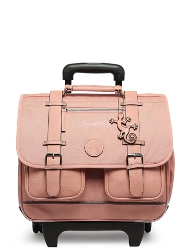 Cameleon Cartable à roulettes Rose 38cm Vintage avec 2...