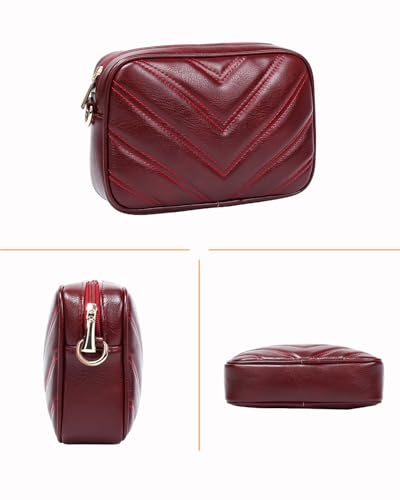 Image of Herald Quilted Small Crossbody Bag with Coin Pouch for Women | Lightweight, Vegan Leather, Trendy Style, Detachable Mini Pouch, 2 Size Cross Body Handbags with Wide Strap for Daily Travel