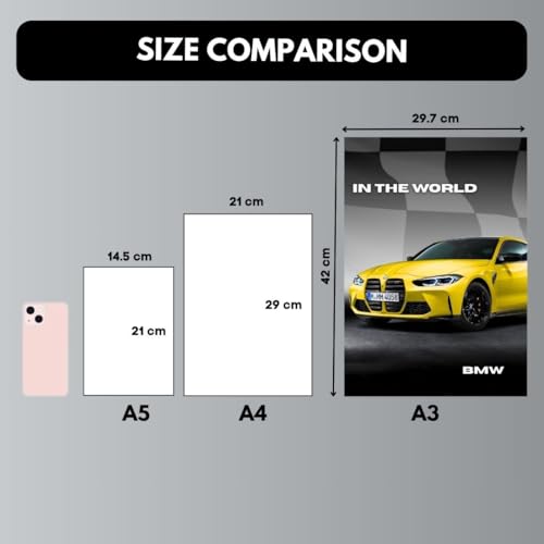 Image of BMW S1000RR Poster | BMW M4 Poster Split Design Cars | M1000RR 3 A3 Sized Car Posters for Wall | Large Size (89 x 42 cm) Sportscar Superbike Wall Art | Bike M4 M3 Car Posters for Wall, Room, Study Table