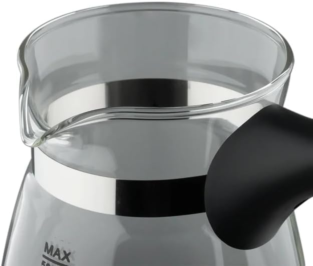 Image of Electric Turkish Coffee Maker and Kettle, Glass Pot with Handle, 500ml Capacity, Black and Clear 600W, Multi-Purpose for Coffee, Tea and Milk