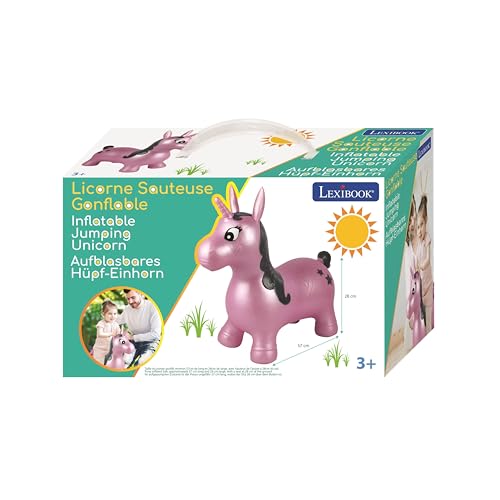 Lexibook Aufblasbares Hüpf-Einhorn, zur Förderung des Gleichgewichts und der motorischen Fähigkeiten, Inbegriffenen manuellen Pumpe, Sicherer und widerstandsfähiger Kunststoff, Rosa, BG050UNI