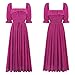 R.Vivimos Women Summer Half Sleeve Cotton Ruffled Vintage Elegant Backless A Line Flowy Long Dresses (Large, Magenta#2)