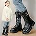 Girls Ankle Boots High Top Thick Leather Waterproof Lace Up Boot Fashion Thick Soft Flat Outdoor Shoe