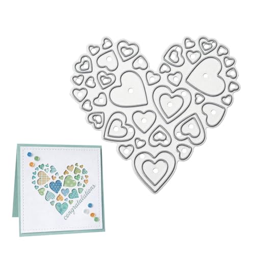 TESGADGETS Stanzformen - Metall Herzrahmen & Hohlherz-Schablonen für Hochzeiten - Für DIY Scrapbooking Fotodekoration Prägepapier & Kartenherstellung