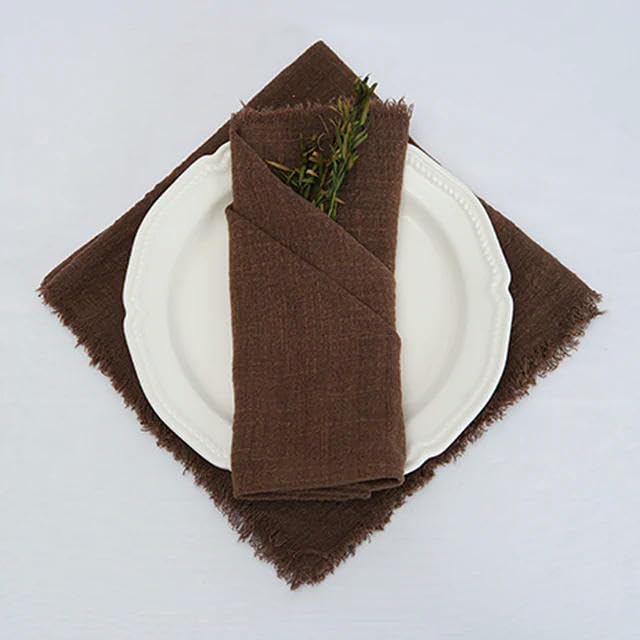 Servilletas de gasa negras y melocotón de 42 cm para banquetes y fiestas rústicas 2