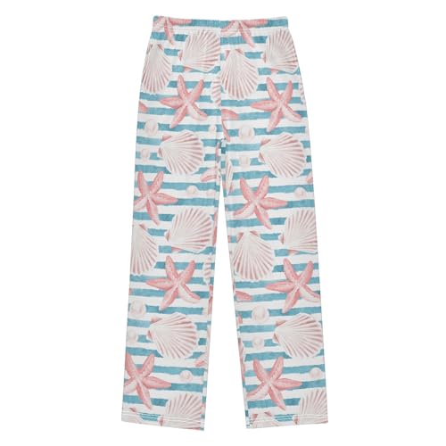 ZZKKO Seashells Starfish Striped Boys Pants for Kids Jogger Pants with Pockets S-XL