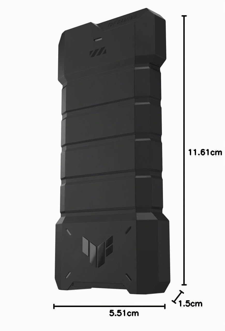ASUS TUF GAMING AS1000 PLUS, SSD Portatile USB-C 3.2 Gen 2x2 da 1 TB, Nero | Velocità fino a 20Gbps, Supporto M.2 PCLe NVMe, Scocca in Alluminio con Pad Termico, Resistente a Urti, Acqua e Polvere