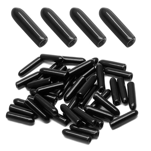 Bonsicoky Round Rubber End Caps, 1/16" (2mm) ID, Black, 60 Pcs