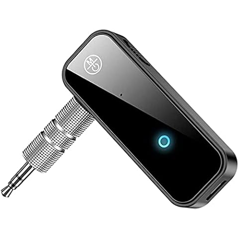 JILM Aux Bluetooth Adapter Auto, Mini Wireless Car Adapter, 3.5mm Aux-in Jack Receiver Audio for Home Stereo, Car, PC, Headphones, Hands-free Calls, Plug & Play, Black Cover