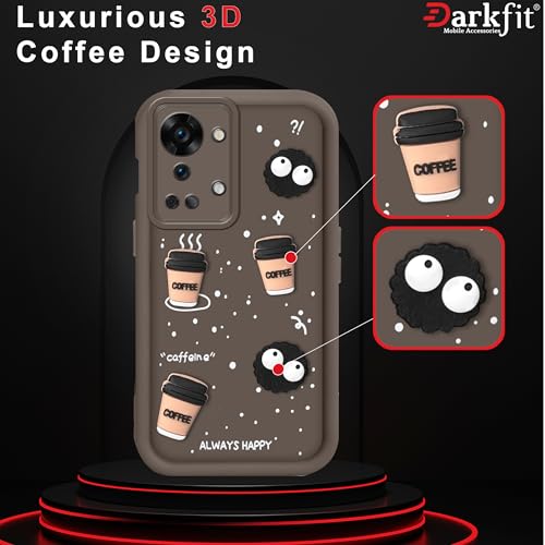 Image of Back Case Cover Compatible with OnePlus Nord 2T 5G | Cute Fun Cartoon Ball 3D Coffee Silicone Case | Body Protection | Camera Protection | Shock Proof | Color Brown | Pack of 1