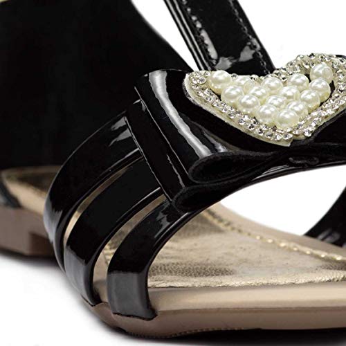 Sandália Infantil Menina Coração Rasteira 61 (29, Preto)