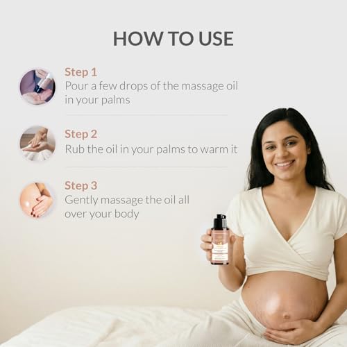 Image of AreoVeda Natural Belly & Body Oil | Suitable for Stretch marks | Boosts Elasticity & Skin Firmness | With Almond Oil, Shatavari & Coffee | Relieves Stress | Pregnancy & Breastfeeding Safe| 50ml