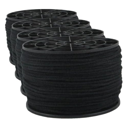 Image of QNR 1 /8 inch Black Cotton Tie Line Rope, Theater Stage Cord, 600 ft Spool, Reinforced Low Stretch Unglazed (Pack of 4)