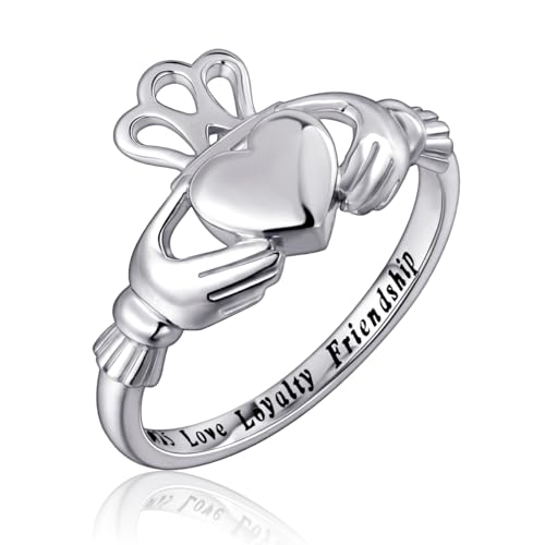 S925 Sterling Silver Love Loyalty Friendship Irish Ladies Claddagh Ring for Women