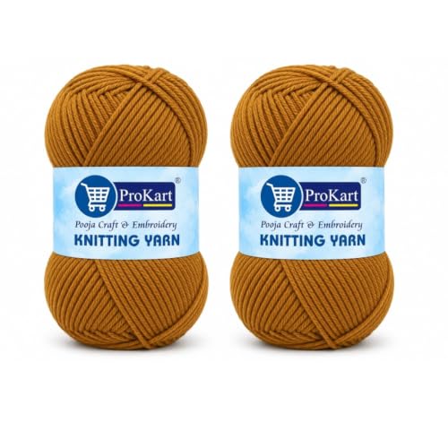 Image of ProKart Premium Woolen 4 Ply Hand Knitting Wool Yarn | Fine Weight Soft Yarn for Sweater, Scarf, Hat, Baby Clothes, Purse, Gift Bags & DIY Craft Accessories (Peanut, 100gms x 2 Pack) - PRO52