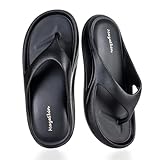 mazeskin Quick-Dry Lightweight Thick Cushioned Flip Flops for Women,Waterproof Shower Sandals Slippers with Shock Absorption,Non-Slip Grip for Beach,Pool,Bathroom,Gym,Black US8