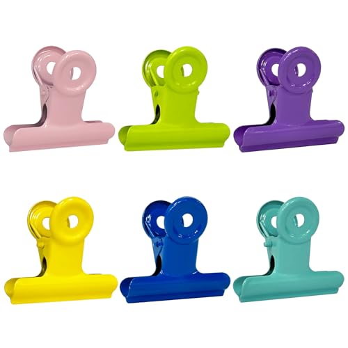 JIDHUHI ステンレス 目玉クリップ サイズ 6色12個セット 挟み口38mm/50mm 錆びない 強力挟み お菓子袋 書類挟み オフィス キッチン キャンディクリップ (50mm)