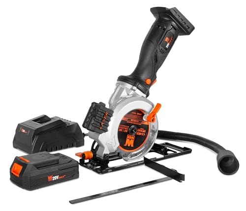 WEN 20V Max 4-1/2-Inch Cordless Mini Circular Saw with 2.0Ah Battery and Charger (20604)