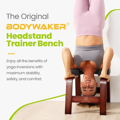 Image of Yoga Headstand Bench, Stand Yoga Chair for Balance Training, Core Strength Building, Upside Down Chair for Relaxation, Handstand Trainer Inversion Chair for Home Gym (Chocolate Black)