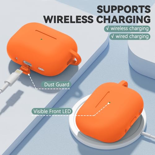 Image of Ljusmicker for AirPods Pro 3 Case 2025 with Cleaner Kit,Soft Silicone Protective Cover for Apple AirPods Pro 3rd Generation Cases for Women Men,for AirPod Pro 3 Cover with Keychain-Magnetic Orange