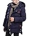 Produktbild AnyuA Jungen Einfarbig Winterjacke Mantel Jacke Tasche Warm Reißvers Knopf Wintermantel Oberbekleidung Mit Kapuze Marineblau 140