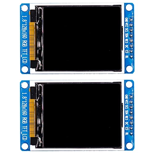 Aloypum 2ピース 1.8インチ LCDディスプレイモジュール フルカラー 128x160 RGB SPI TFT LCDディスプレイモジュール ST7735S 3.3V置き換えOLED電源