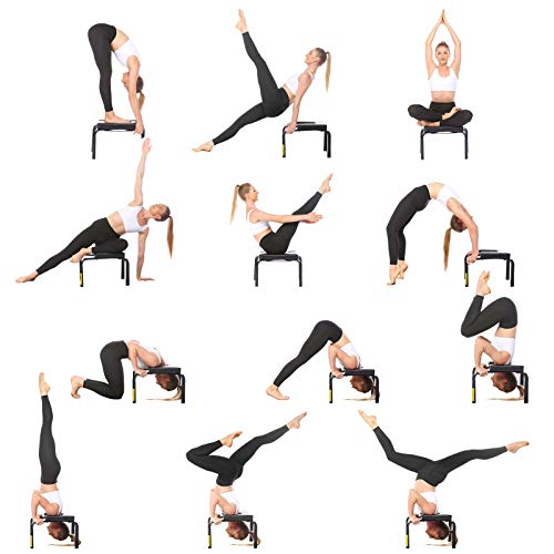 CROFULL Yoga Chair Headstand Bench Trainer Inversion Stool for Workout, Fitness and Gym, Handstands, Support Poses, Back Pain Relief and Stretching (Black)