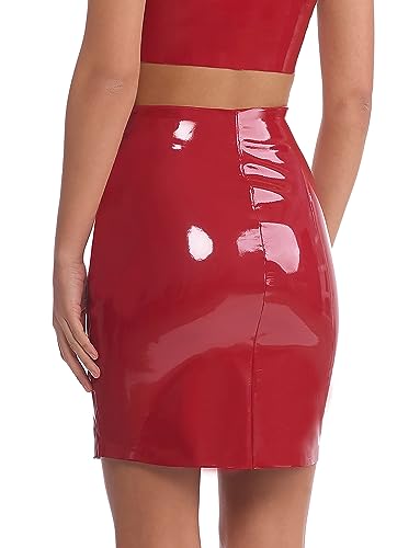 commando Faux Patent Leather Miniskirt SK09 Lava SM2