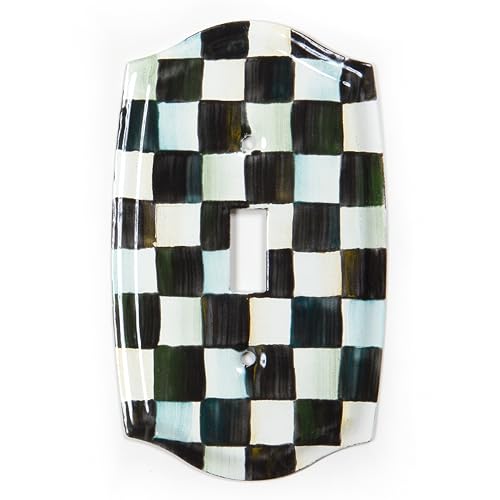 MACKENZIE-CHILDS Single-Toggle Switch Plate, Black-and-White Courtly Check
