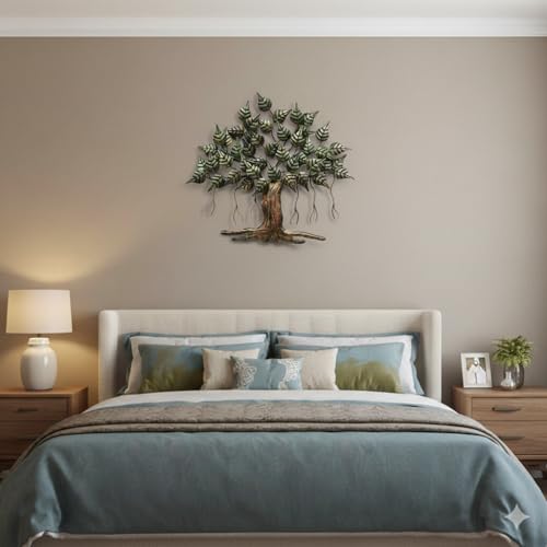 Image of Bharat Art Metal Betel Tree Decorative Wall Art | Metal Wall Sculpture for Home Living Room Bedroom Office Hotel Cafe | Tree Wall Hanging Decor | 40X4X37 inch | CW047