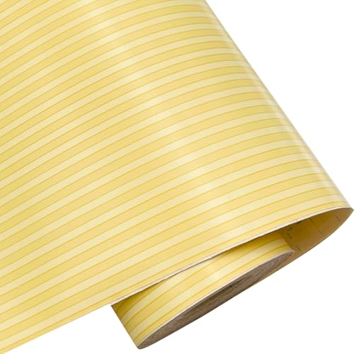 LoveFaye Amarillo Blanco Rayas estante maletero cajones Decor adhesivo autoadhesiva papel de contacto 17,7 cm, de 9.8 pies
