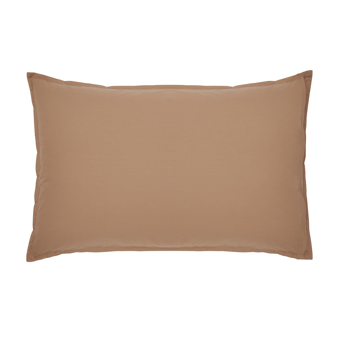 Printed pillowcase in cotton percale, gingham, made in France, 50 x 75 cm, Essix, Beige Dune - Image 2