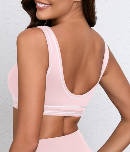 Image of Women Sweetheart Padded Sports Bra- Workout Fitness Square Neck Low Back Yoga Bra