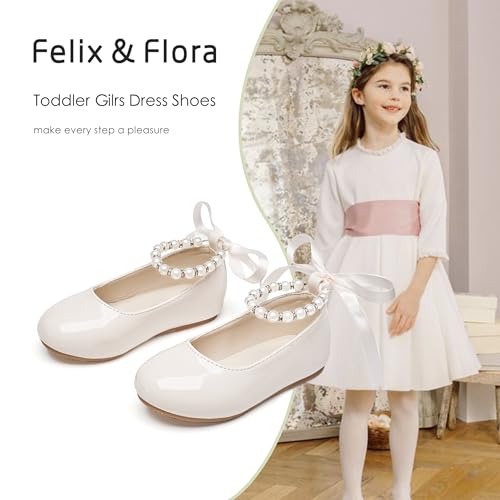 Image of Felix & Flora Girls Toddler Little Ballet Shoes - Flower Girls Mary Jane Flats Dress Shoes Party Wedding