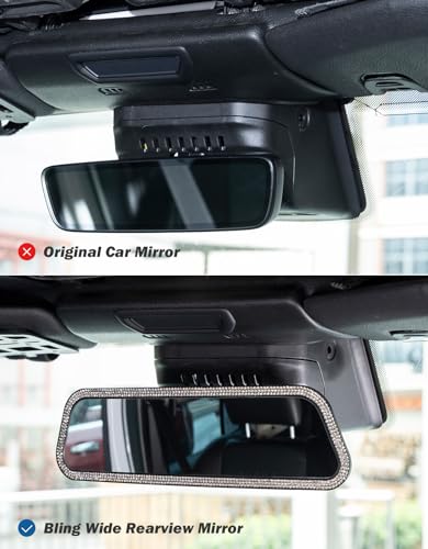image for JOYTUTUS Bling Car Rear View Mirror, 12 Inch Panoramic Rearview Mirror