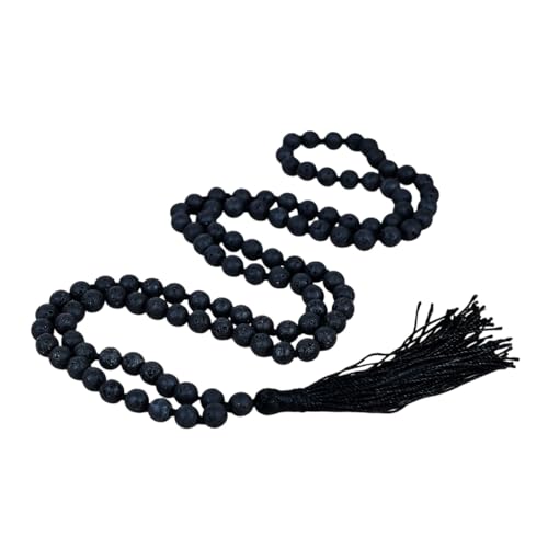 Collier Mala pierre de lave 108 perles pour méditation et yoga
