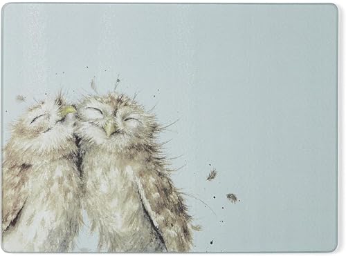 Salvamuebles de vidrio Wrendale Designs 'Birds of A Feather' con diseño de lechuzas, rectangular, verde miniatura 1