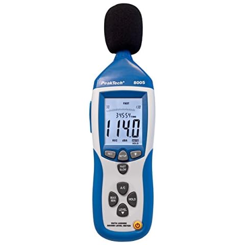 PeakTech 8005 - Schallpegelmessgerät Klasse 2 mit Aufzeichnung (32000 Messwerte), Kalibriert, Schallpegelmessung mit USB, dB-Messgerät, dB Messer, Min/Max, Datenlogger, AC/DC-Ausgänge, 30 dB - 130 dB Cover