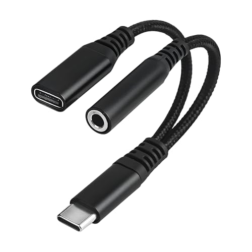 DewGulf Adaptateur USB C Jack 3.5mm avec Charge Rapide PD 60W, Double Port Universel pour Téléphones Android, Tablettes, Écouteurs